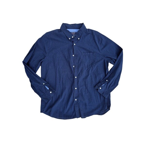 American Eagle Outfitters Blue Gingham Button-Down Shirt XXL Tall Mens Cotton Bl - Picture 1 of 5